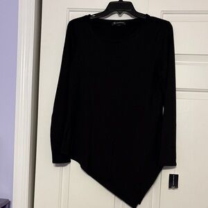 INC International Concepts Black Asymmetrical Long Sleeve Top